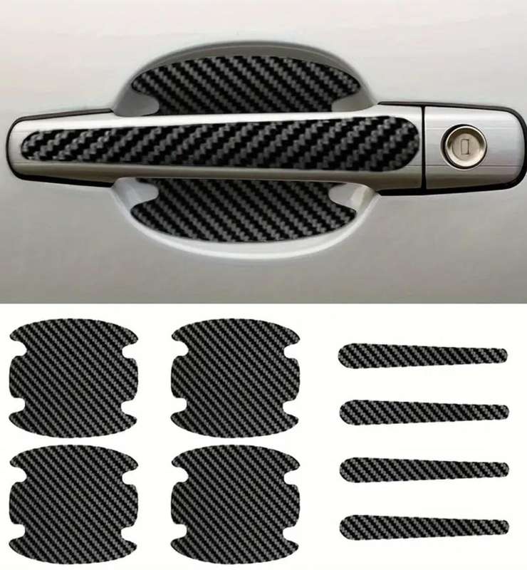 8-Piece Acrylic Carbon Fiber Protective Door Handle Decals