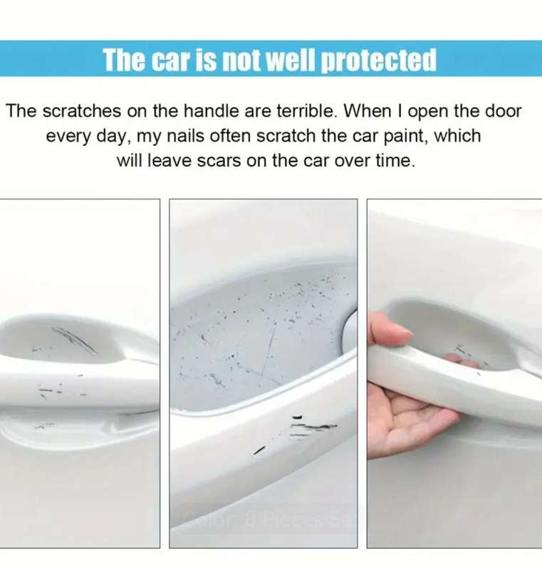 8-Piece Acrylic Carbon Fiber Protective Door Handle Decals