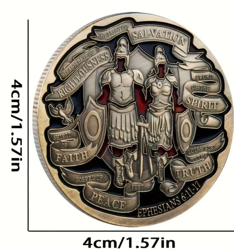 Double Knight Challenge Coin - Antique Bronze Finish