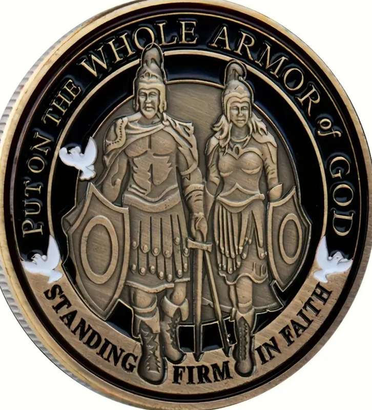 Double Knight Challenge Coin - Antique Bronze Finish