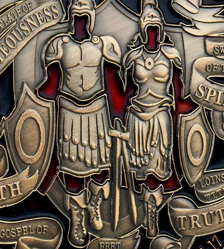Double Knight Challenge Coin - Antique Bronze Finish