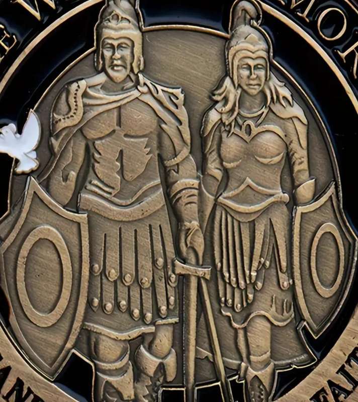 Double Knight Challenge Coin - Antique Bronze Finish