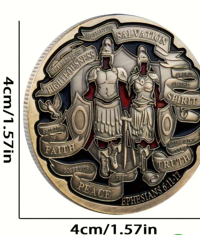 Double Knight Challenge Coin - Antique Bronze Finish