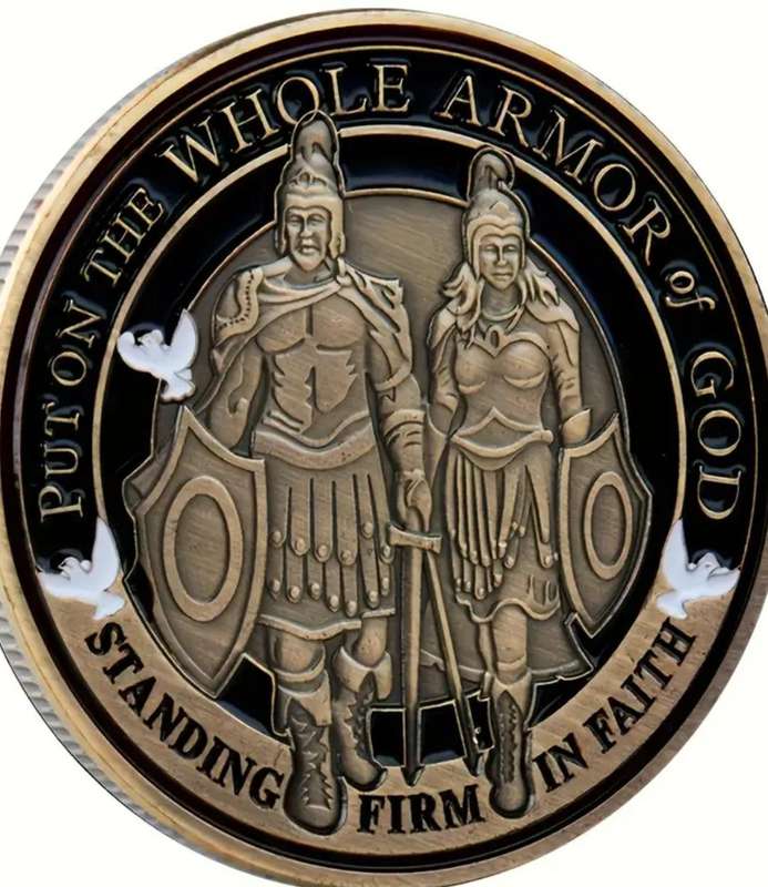Double Knight Challenge Coin - Antique Bronze Finish