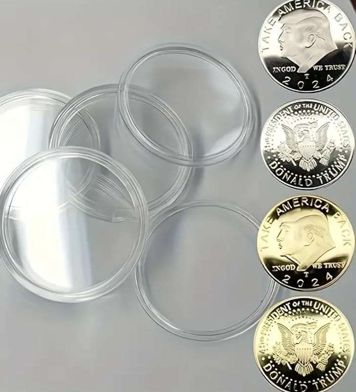 4pcs Protective Capsules Including Gift President Donald Trump Coin Silvery Eagle Coins