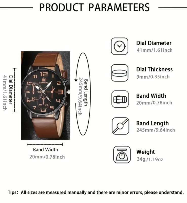5pcs Men's Fashion Quartz Watch & Bracelet Set