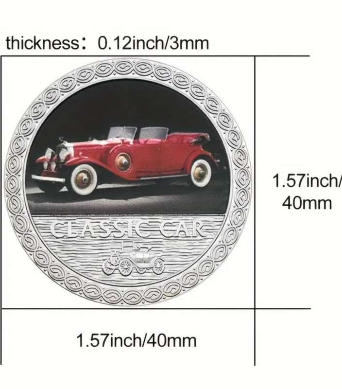 5pc Vintage Classic Car Commemorative Coins Set