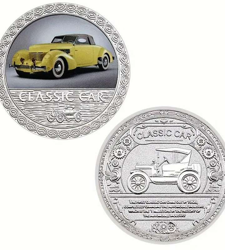 5pc Vintage Classic Car Commemorative Coins Set