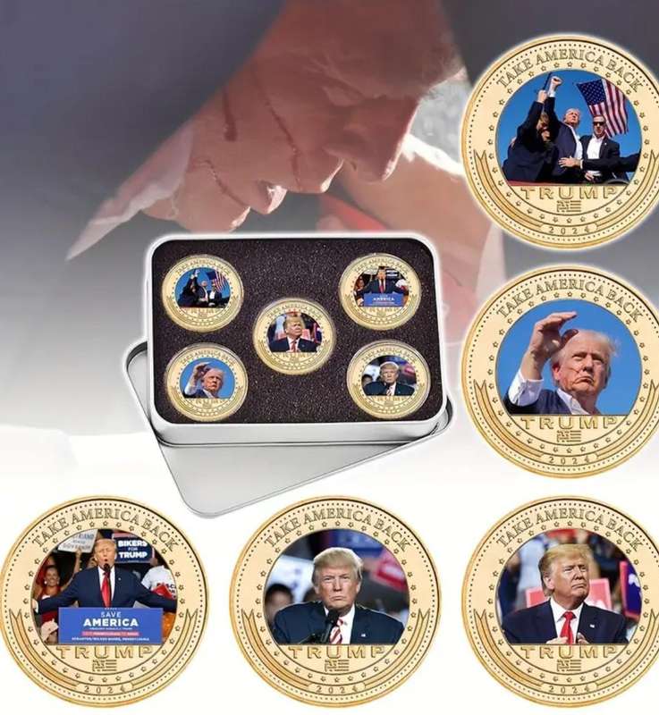 Trump Election Attack Commemorative Coin Collection Set in Tin Box