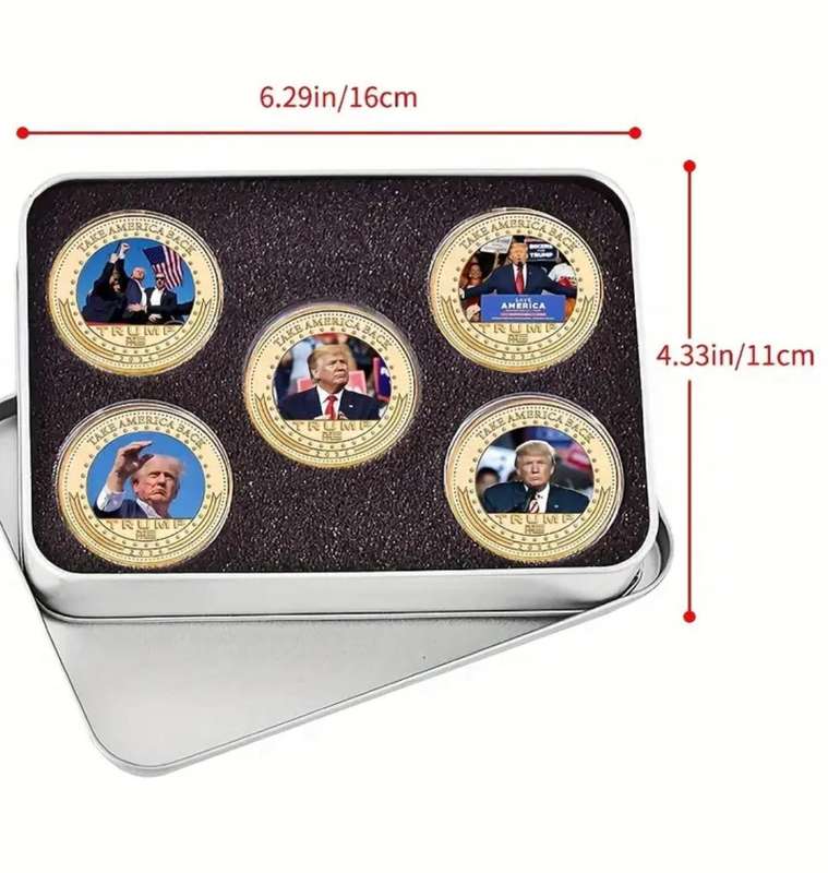 Trump Election Attack Commemorative Coin Collection Set in Tin Box