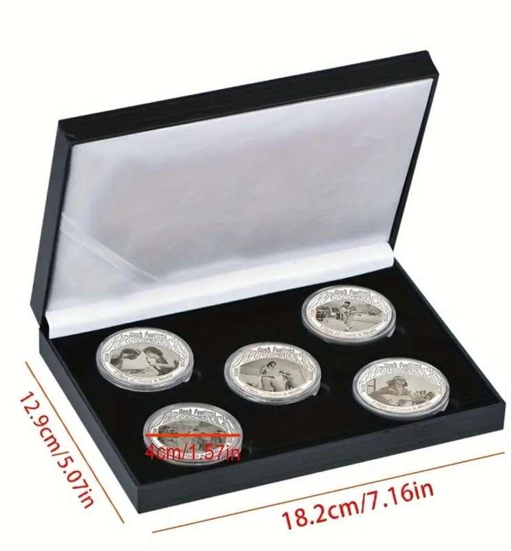 Set of 5 Woodstock Music Festival Commemorative Collectors Coins with Black Gift Box