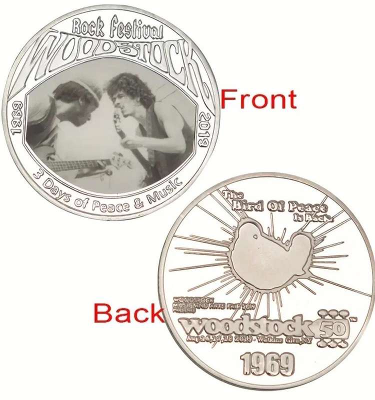 Set of 5 Woodstock Music Festival Commemorative Collectors Coins with Black Gift Box