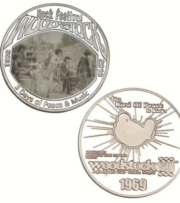 Set of 5 Woodstock Music Festival Commemorative Collectors Coins with Black Gift Box