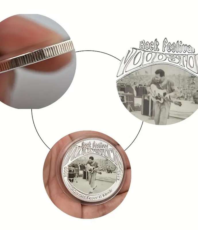 Set of 5 Woodstock Music Festival Commemorative Collectors Coins with Black Gift Box