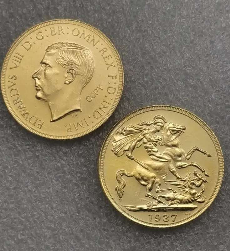 1937 UK Edward VIII Golden Replica Coin