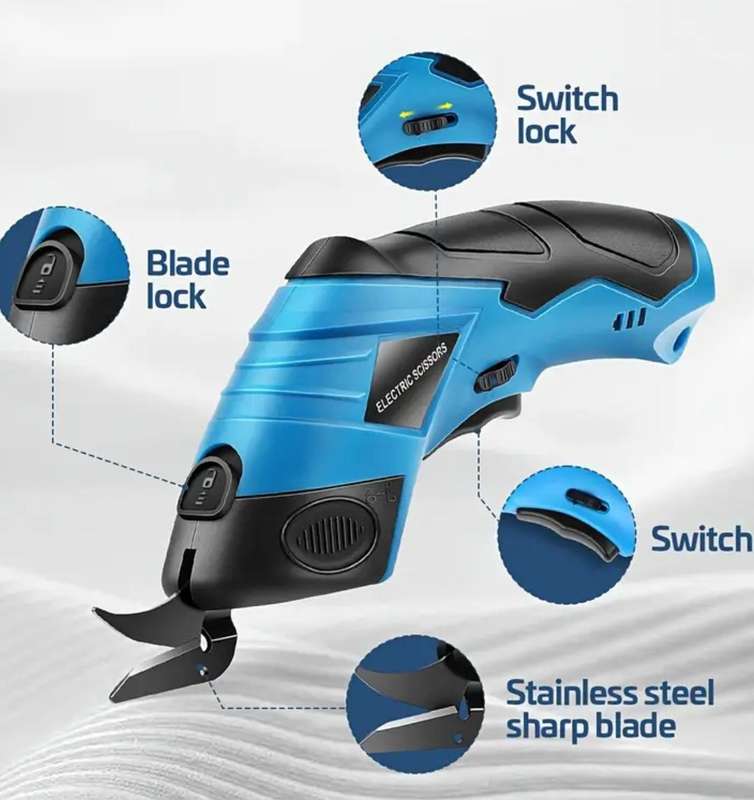 Rechargeable Fabric Cutting Electric Scissors, Equipped with a Large-Capacity Lithium Battery