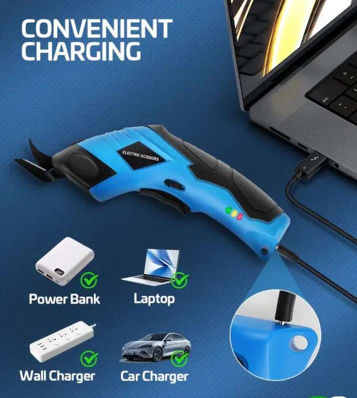 Rechargeable Fabric Cutting Electric Scissors, Equipped with a Large-Capacity Lithium Battery