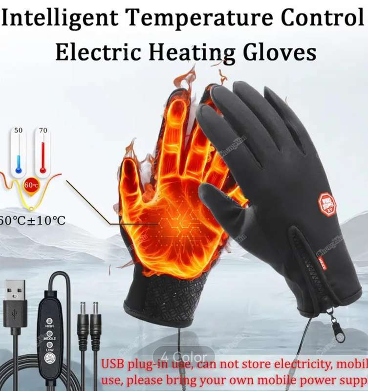 USB Heated Gloves with 3 Heat Settings Size M