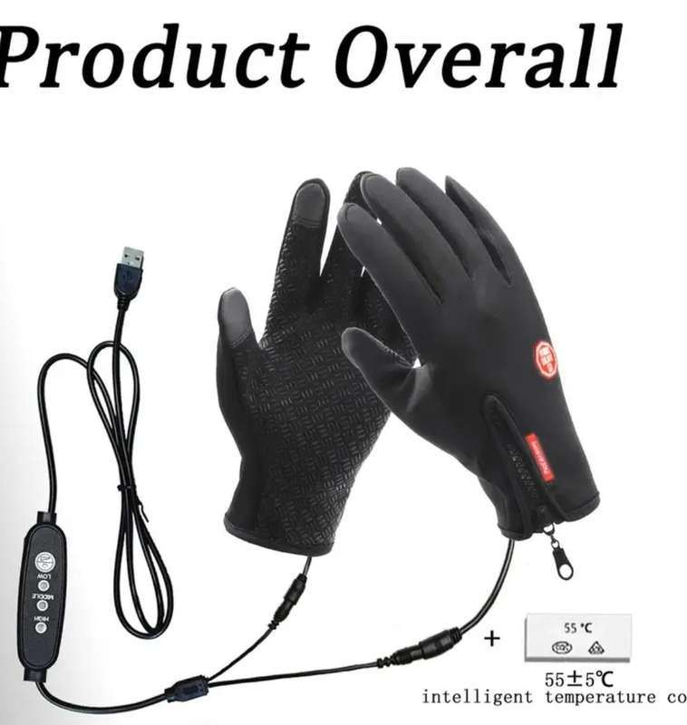 USB Heated Gloves with 3 Heat Settings Size M