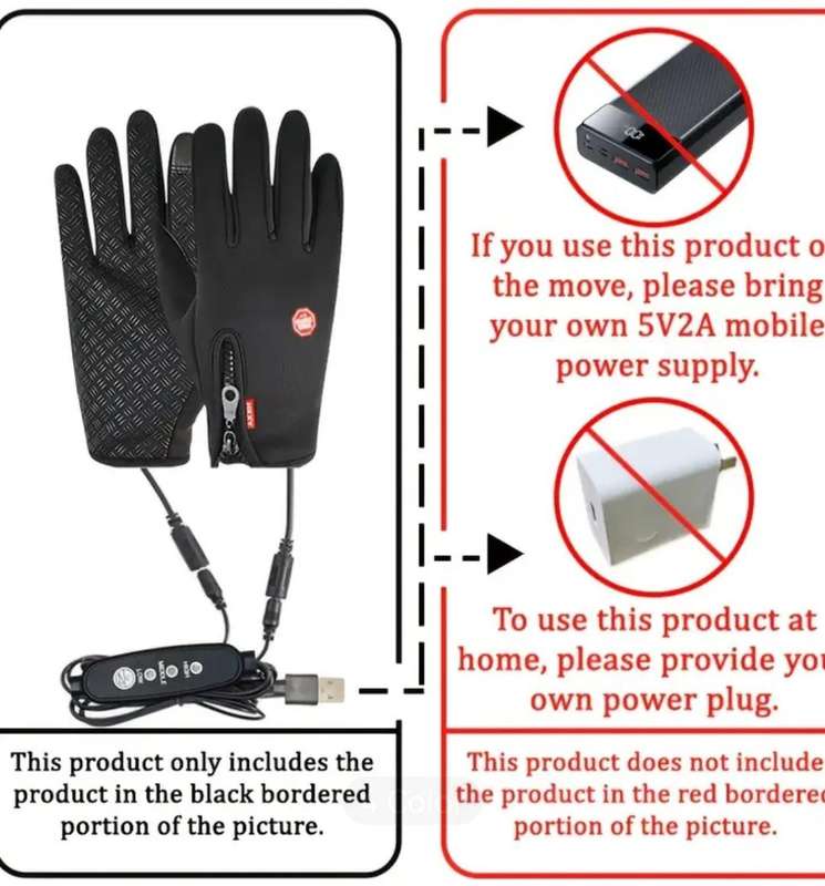 USB Heated Gloves with 3 Heat Settings Size M
