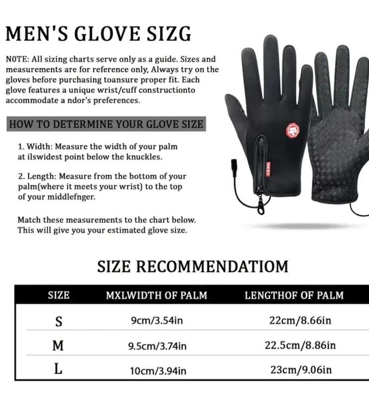 USB Heated Gloves with 3 Heat Settings Size M