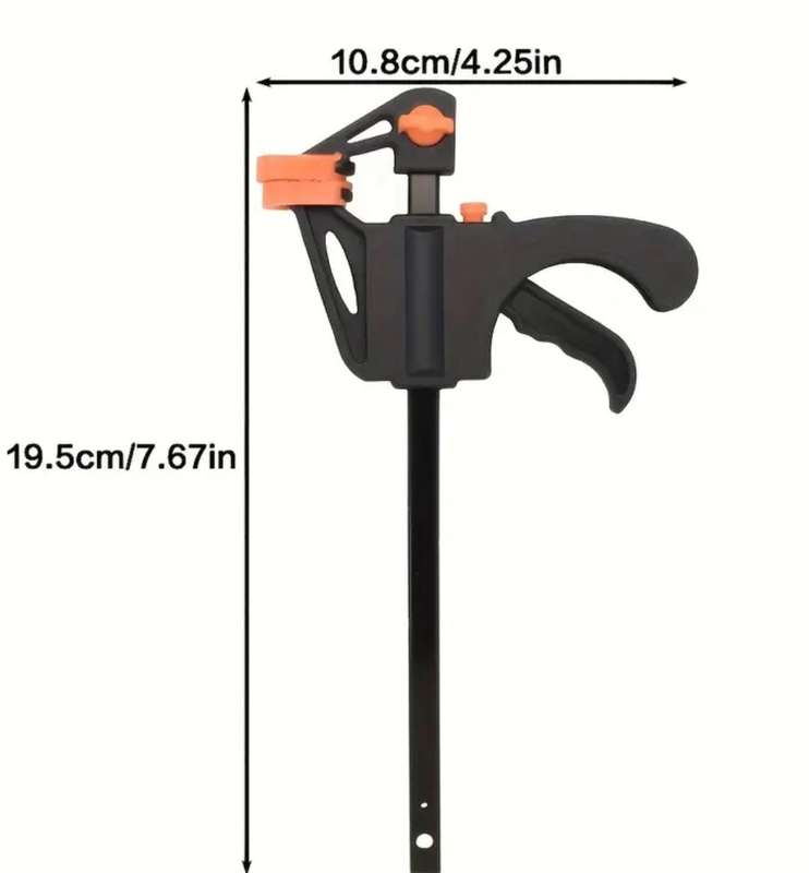 5pcs Black F-Clamps with Orange Handles - 10.16cm Ratchet Grip