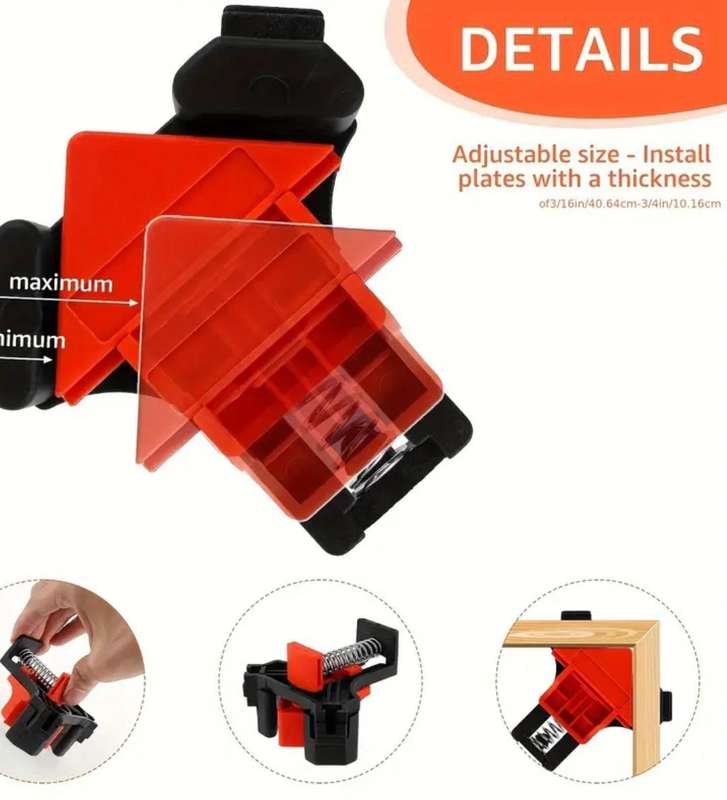 4pcs Adjustable Corner Clamps - 90 Degree Angle Grips for Woodworking