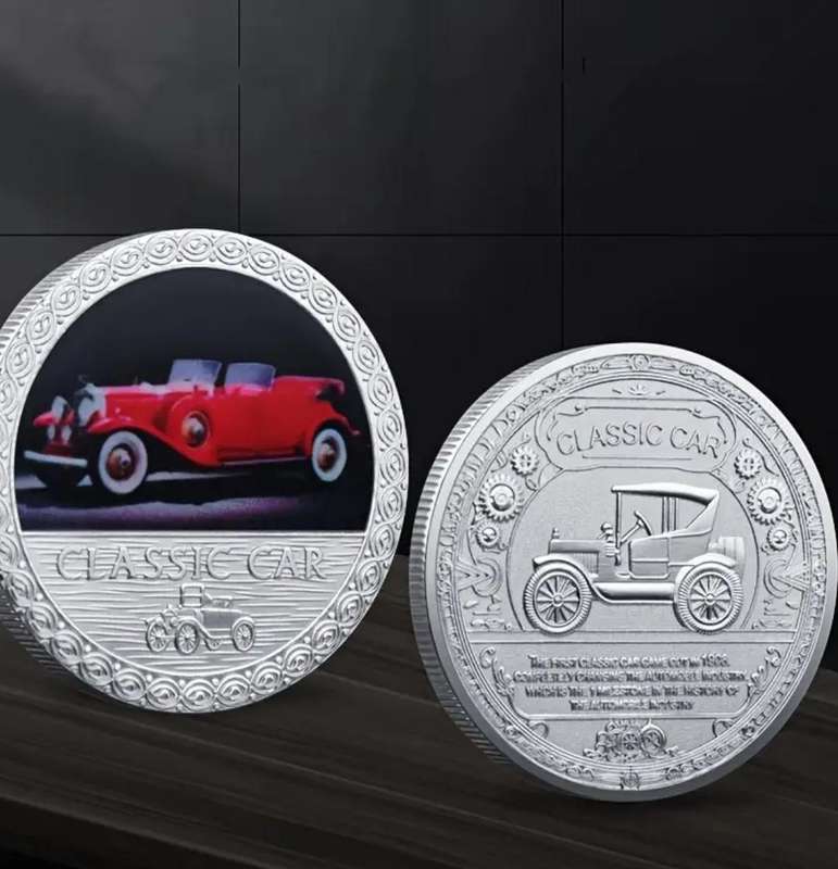5pc Vintage Classic Car Commemorative Coins Set In Protective Capsules