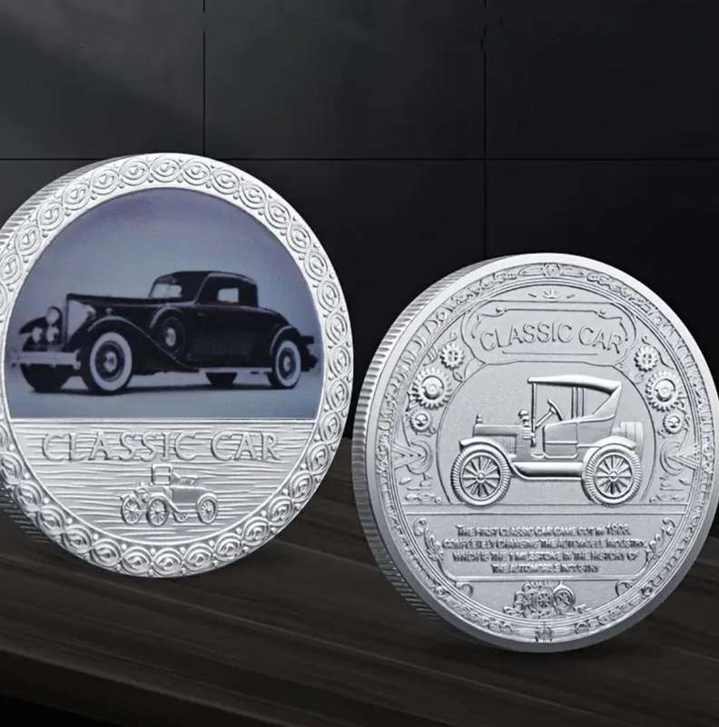 5pc Vintage Classic Car Commemorative Coins Set In Protective Capsules