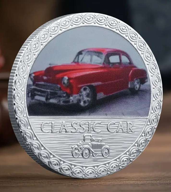 5pc Vintage Classic Car Commemorative Coins Set In Protective Capsules