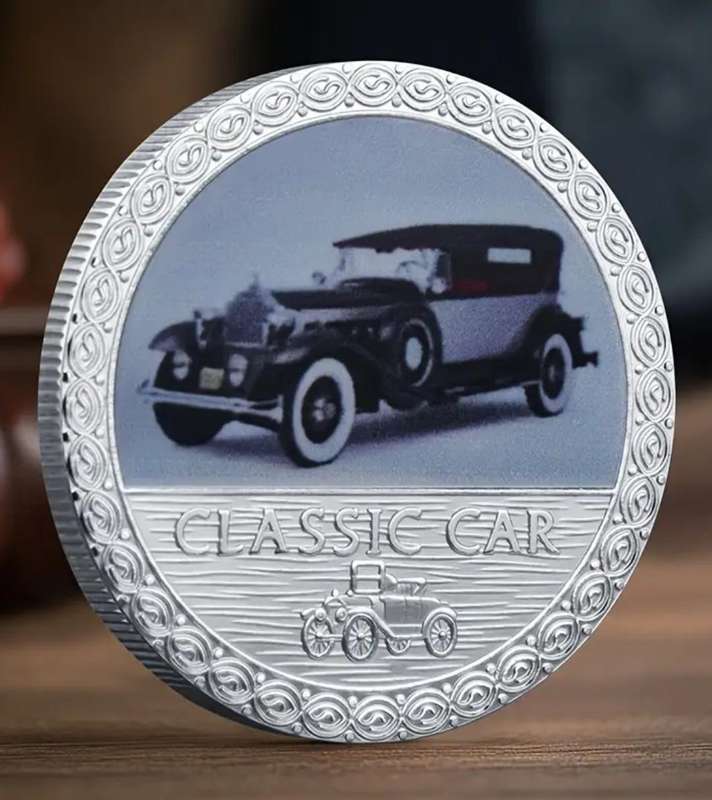 5pc Vintage Classic Car Commemorative Coins Set In Protective Capsules