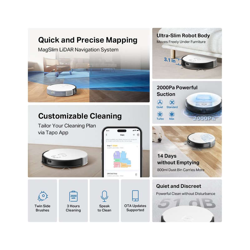 TP-Link Tapo RV20 - Ultra Slim Hyper Suction Smart Robot Vacuum Cleaner