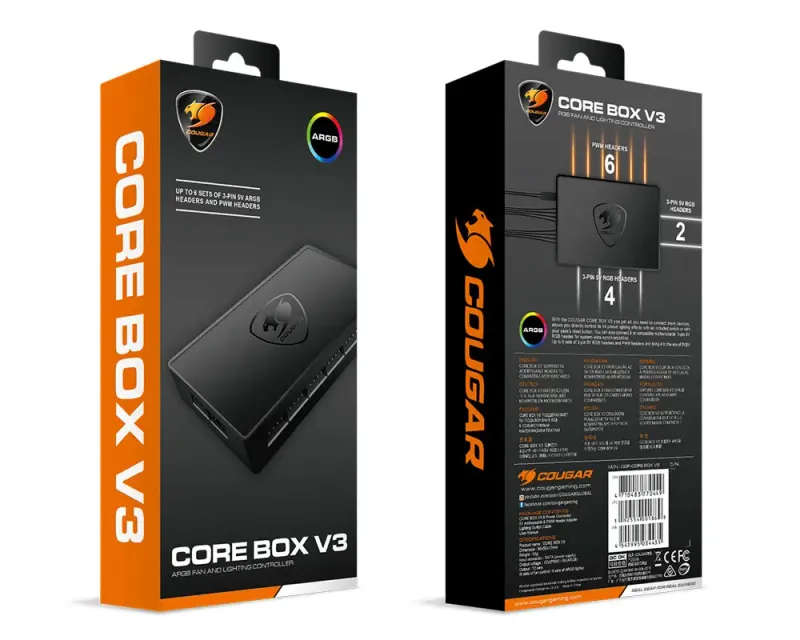 Cougar Core Box V3 ARGB PWM Fan Controller / 6 Sets of Fan Control / 6 Sets of ARGB Lights / Compact