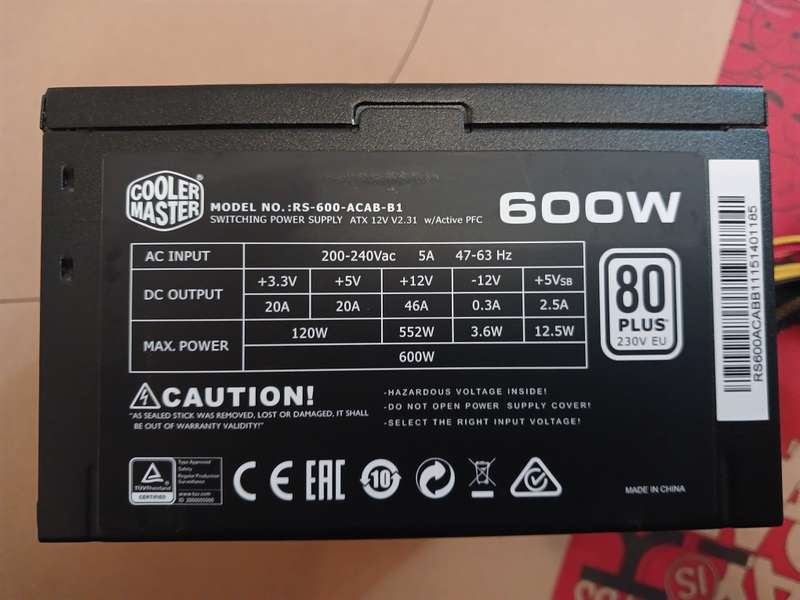 Cooler Master 600W 80Plus Power Supplier