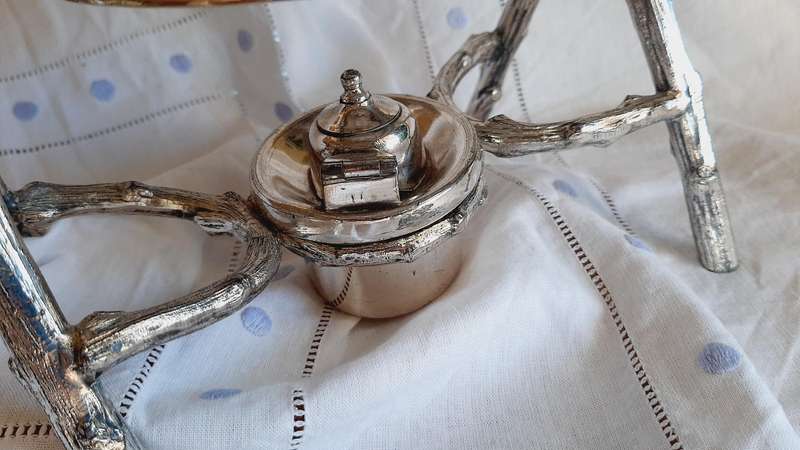 Antique silverplated teapot - with burner