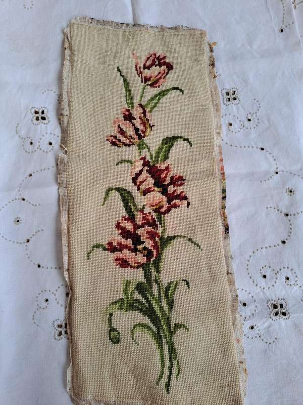 Completed tapestry of flowers - 22 x 54cm