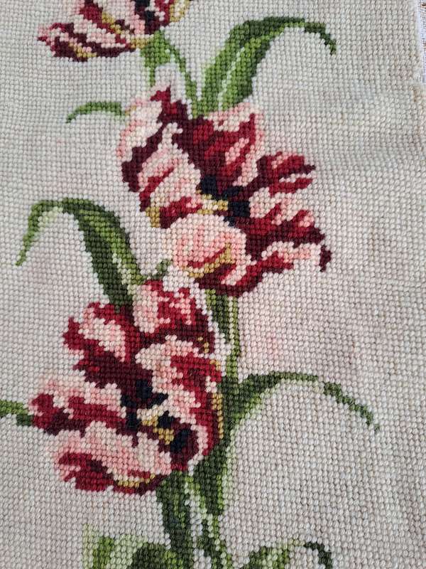 Completed tapestry of flowers - 22 x 54cm