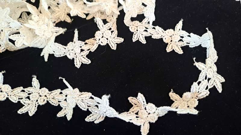 White synthetic lace,   price is per metre