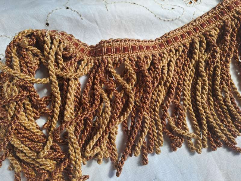 Vintage brown bullion fringe 18cm wide - thick - 127cm long piece