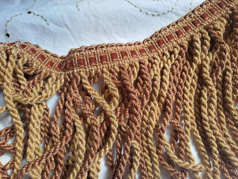 Vintage brown bullion fringe 18cm wide - thick - 127cm long piece