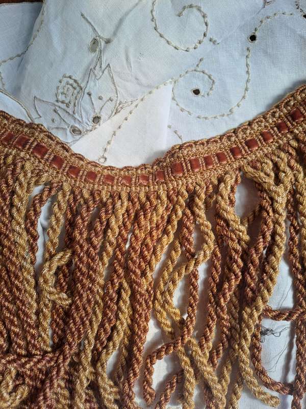 Vintage brown bullion fringe 18cm wide - thick - 127cm long piece