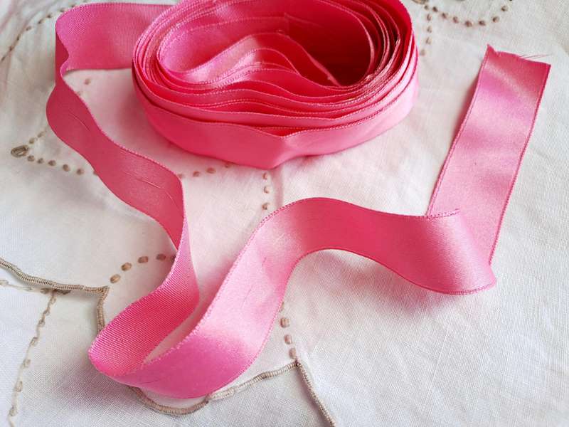 Bright pink satin ribbon 2,3cm wide - 3m length