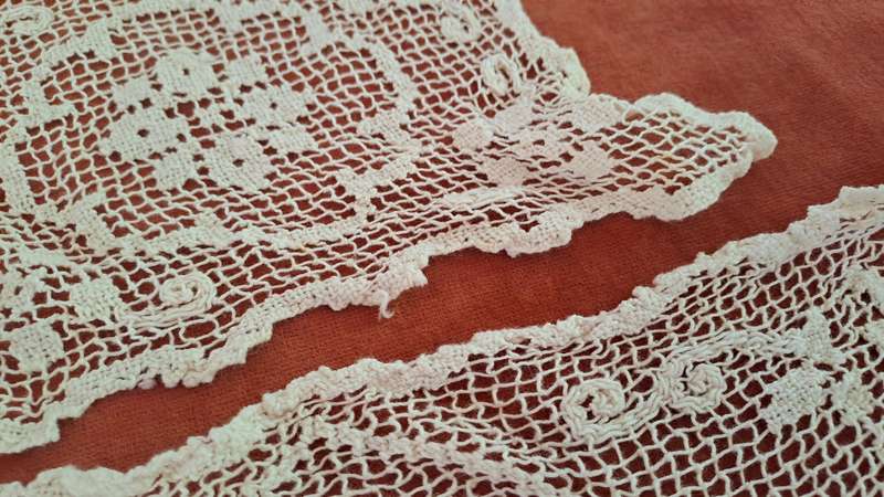Knotted lace doilies  20cm and 35cm cream colour