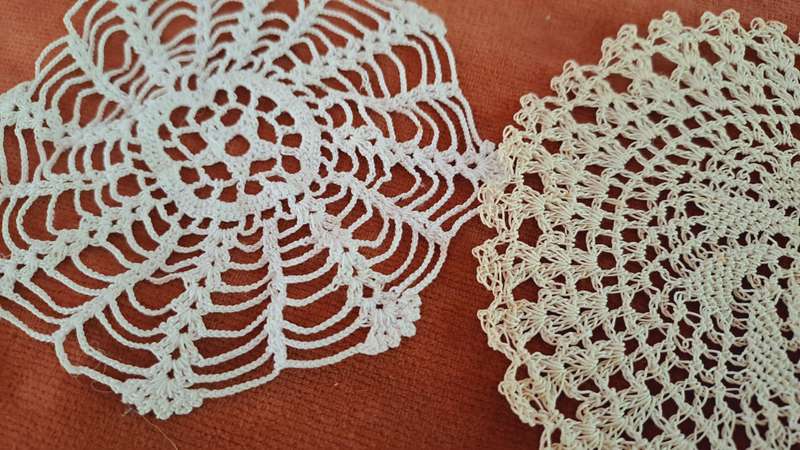 Three small crochet doilies 10-12cm