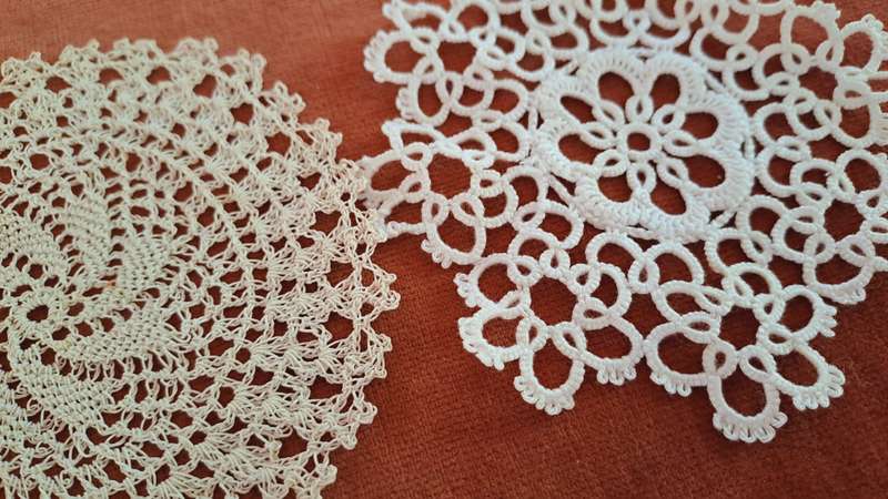 Three small crochet doilies 10-12cm