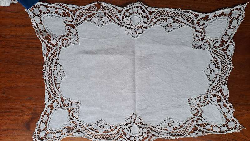 Hand made lace tray cloth 36 x 50cm