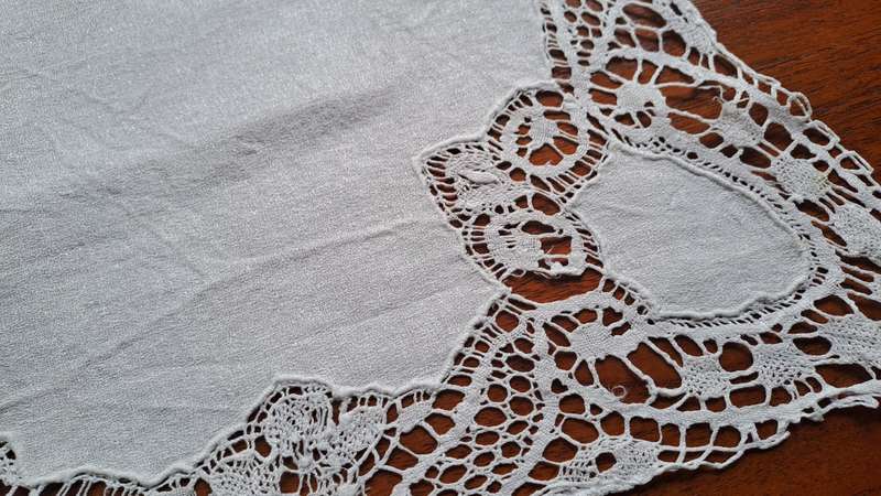 Hand made lace tray cloth 36 x 50cm