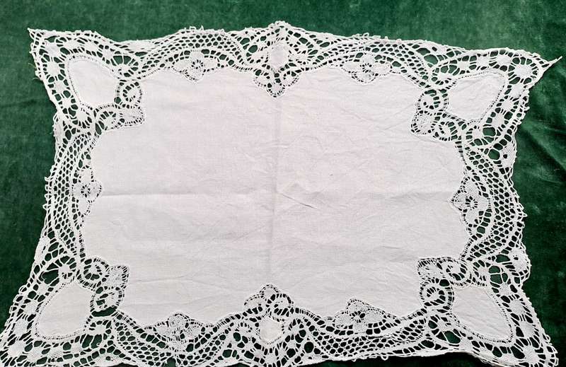 Hand made lace tray cloth 36 x 50cm