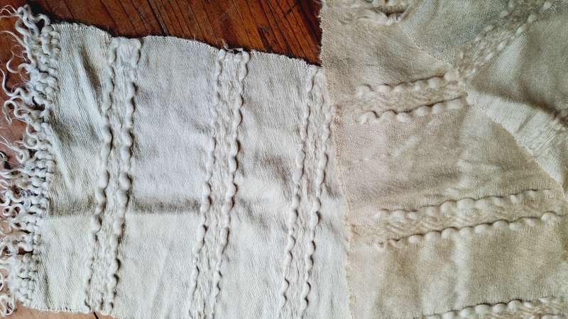 3 mohair table runners - cream +/- 88 cm x 42 cm