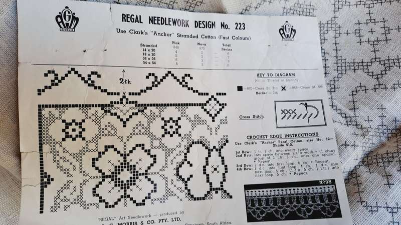 Stamped linen (tablecloth) for embroidery- pure linen - 86 x 86cm